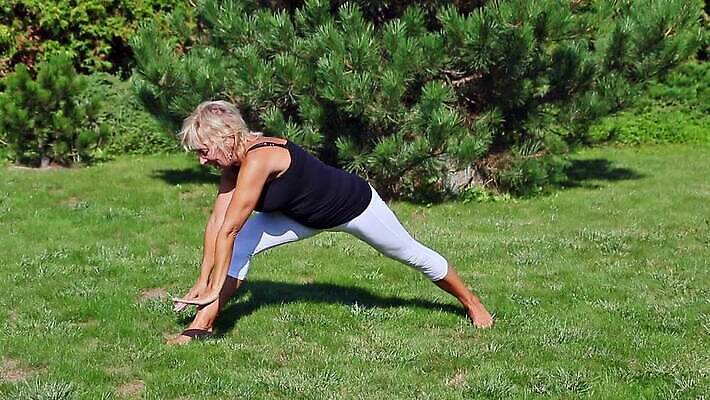 백인 라이프스타일 여자 행복 스포츠 건강 한명 사람 잔디 성인 야외 운동 정원 스트레칭 시골 60대 은퇴 유연 늘이기 MOV 해외동영상 클립영상 서양인 식물 1 노년 감정 생활 동영상 파일형식