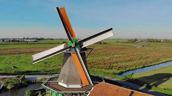 전통 문화 여행 이동 밭 오렌지 바람 휴가 안테나 풍경 초원 사람없음 농장 마을 맑음 일몰 풍차 튤립 흰색 시골 칼날 소 네덜란드 에코 복고 회전 방앗간 항공촬영 되감기 드론 작살 조감도 MOV 해외동영상 클립영상 자연요소 꽃 유럽 뷰포인트 컬러 컨셉 농업 과일 통신 포유류 날씨 노을 환경 동영상 파일형식