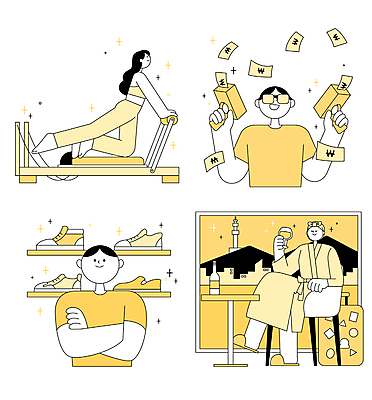 전신 여자 남자 여유 신발 지폐 와인잔 의자 일러스트 창문 탁자 호텔 휴식 들기 앉기 여러명 상반신 성인 바캉스 선글라스 노란색 팔짱 와인 캐리어 다리꼬기 잡기 가운 수집 와인병 수집가 필라테스 성인만 기구필라테스 호캉스 미코노미 플렉스 머니건 필라테스기구 국내일러스트 AI파일 직업 라이프스타일 옷 감정 안경 컬러 가구 다수 컨셉 돈 술잔 모션 숙소 병_용기 휴가 주류 사람 운동 여행가방 운동기구 총 신조어 파일형식 벡터