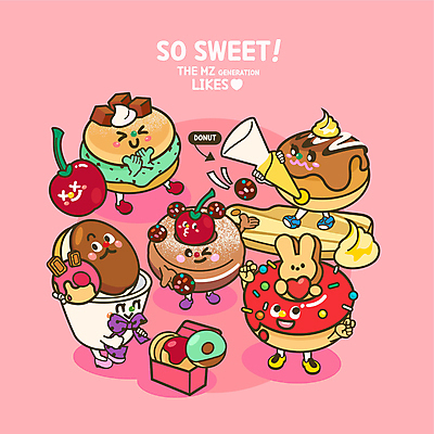 리본 분홍색 일러스트 윙크 서기 사람없음 상자 쿠키 화려 체리 도넛 달콤 종이컵 나무도마 짜기 짤주머니 커스터드 토끼모양 스프링클 MZ세대 민트초코 월간캐릭터 디저트캐릭터 일러캐릭터 AI파일 모양 캐릭터 컬러 컨셉 과일 모션 디저트 도마 표정 목재 장식 컵 초콜릿 맛 일회용 크림 세대 제빵도구 파일형식 벡터