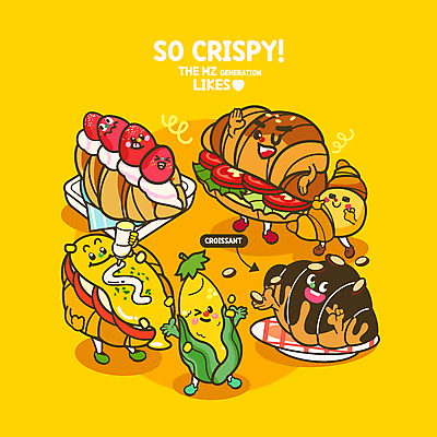 일러스트 딸기 옥수수 윙크 사람없음 노란색 크루아상 뿌리기 생크림 브이 아몬드 손하트 소스통 짜기 초코시럽 옥수수캐릭터 MZ세대 크루아상샌드위치 월간캐릭터 디저트캐릭터 일러캐릭터 AI파일 캐릭터 빵 컬러 과일 모션 디저트 곡류 통 샌드위치 표정 손짓 초콜릿 견과류 소스_음식 크림 시럽 세대 채소캐릭터 파일형식 벡터