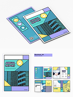 템플릿 손 리플렛 비즈니스 그래프 악수 협상 들기 빌딩 팜플렛 건물 신체부위 노란색 보라색 보고서 청록색 카툰스타일 QR코드 빗금 애뉴얼리포트 인디자인 INDD 이미지템플릿 건축물 컬러 모션 사람 손짓 대각선 파일형식