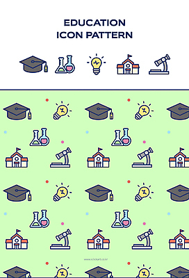 아이콘 교육 과학 패턴 학사모 전구 학교 현미경 사람없음 연두색 패턴백그라운드 플라스크 비커 교육아이콘 과학소품 에듀케이션 2D아이콘 AI파일 모자_잡화 백그라운드 무늬 졸업 실험기구 초록색 오브젝트 파일형식 벡터
