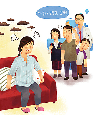 전신 PSD 여학생 여자 남자 딸 교복 아들 어린이 중년 말풍선 일러스트 가정 가족 청소년 엄마 스트레스 서기 앉기 소년 여러명 성인 소파 손들기 주먹 의사 분노 짜증 아빠 먹구름 의문 갱년기 곤란 신경질 증상 국내일러스트 학생 옷 감정 다수 컨셉 의자 관계 모션 사람 의료진 파일형식 구름_자연