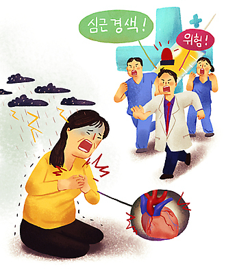 전신 PSD 여자 남자 중년 말풍선 일러스트 주사기 여러명 성인 달리기 놀람 고통 간호사 의사 심장 응급 긴급 찡그림 무릎꿇기 위험 번개 먹구름 괴로움 가슴통증 갱년기 경고등 심근경색 심장질환 응급상황 증상 주저앉기 국내일러스트 감정 다수 컨셉 의료기기 모션 날씨 표정 사람 앉기 의료진 장기_의학 질병 파일형식 구름_자연