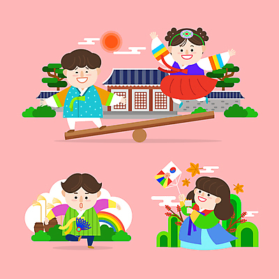 전신 나무 구름 여자 남자 분홍색 무지개 단풍 일러스트 산 한옥 갈대 서기 여러명 성인 태양 추석 전통놀이 항아리 한복 연날리기 제기_놀이 널뛰기 제기차기 널뛰기판 성인만 월간캐릭터 일러캐릭터 AI파일 자연요소 식물 캐릭터 한국전통 전통 명절 컬러 다수 고건축 잎 모션 놀이 사람 놀이용품 도자기 전통의상 파일형식 벡터