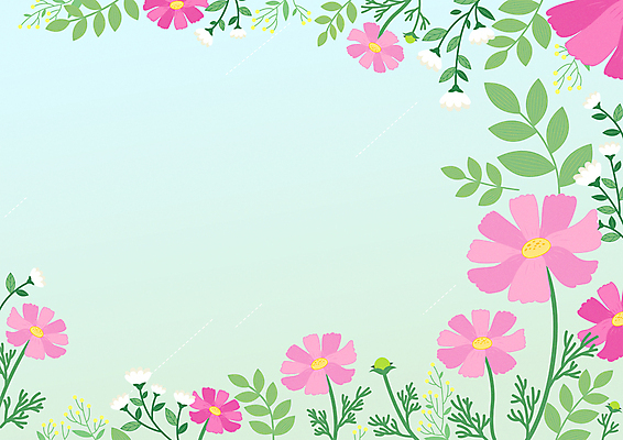 줄기 하늘색 잎 일러스트 가을꽃 사람없음 가을 코스모스 꽃프레임 프레임일러스트 카피스페이스 국내일러스트 AI파일 식물 계절 꽃 프레임 파란색 공백 파일형식 벡터 가을_계절