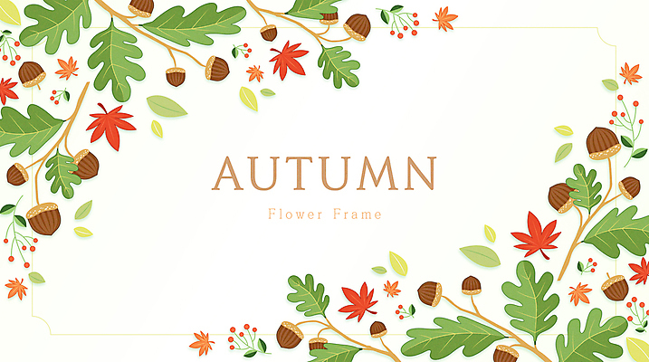 단풍 낙엽 잎 꽃무늬 일러스트 가을꽃 사람없음 가을 나뭇가지 도토리 프레임일러스트 카피스페이스 국내일러스트 AI파일 나무 식물 계절 꽃 무늬 프레임 공백 견과류 파일형식 벡터 가을_계절
