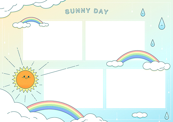 구름 무지개 일러스트 프레임 사람없음 파란색 태양 물방울무늬 빗방울 테두리 팬시 그라데이션 프레임일러스트 카피스페이스 뉴트로 네컷사진 국내일러스트 AI파일 자연요소 컬러 무늬 사진촬영 공백 비_날씨 복고 파일형식 벡터