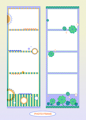 일러스트 프레임 사람없음 초록색 보라색 줄무늬 네잎클로버 테두리 팬시 세로줄무늬 프레임일러스트 카피스페이스 뉴트로 네컷사진 국내일러스트 AI파일 식물 컬러 무늬 사진촬영 공백 클로버 복고 파일형식 벡터