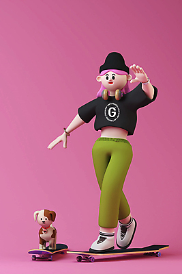 전신 PSD 편집 편집이미지 캐릭터 모자 한마리 여자 분홍색 포즈 3D캐릭터 한명 서기 성인 3D 손들기 헤드셋 스케이트보드 강아지 디지털합성 보더 성인여자한명만 편집소스 롱보드 월간캐릭터 그레이스 편집3D 1 잡화 컬러 음향기기 모션 사람 반려동물 헤드폰 보드_스포츠 개 여자한명만 성인여자만 파일형식