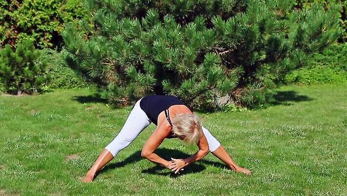 백인 라이프스타일 여자 행복 스포츠 건강 한명 사람 잔디 성인 야외 운동 정원 스트레칭 시골 60대 은퇴 유연 늘이기 MOV 해외동영상 클립영상 서양인 식물 1 노년 감정 생활 동영상 파일형식