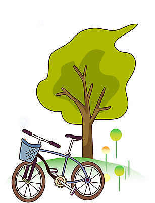 EPS 주간 클립아트 나무 육상교통 백그라운드 일러스트 자연 한그루 풍경 초원 사람없음 야외 자전거 언덕 국내일러스트 자연요소 식물 1 교통수단 바이크 생태계 파일형식 벡터
