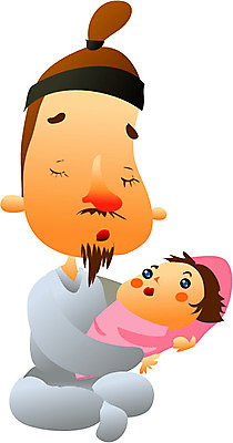 EPS 전신 클립아트 한국문화 한국전통 남자 일러스트 안기 동화 전래동화 사람 앉기 성인 두명 아기 봉사 아빠 전통의상 한복 고민 상투 심청전 심봉사 장님 남자만 국내일러스트 동양문화 전통 감정 가족 모션 한국 도움 파일형식 벡터