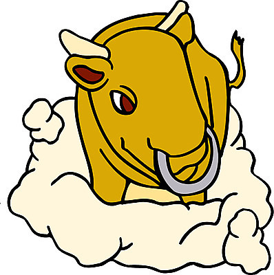 EPS 클립아트 동물 척추동물 한마리 한국문화 한국전통 육지동물 일러스트 포유류 동화 전래동화 이야기 사람없음 소 연기 황소 변신 소가된게으름뱅이 코뚜레 국내일러스트 1 동양문화 전통 한국 고리 파일형식 벡터