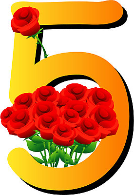 EPS 식물 기호 계절 꽃 컬러 일러스트 여름꽃 자연 사람없음 빨간색 여름 숫자 장미 달력 5월 5 국내일러스트 문자 날짜 생태계 파일형식 벡터 여름_계절