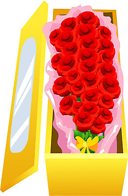 EPS 식물 컬러 꽃다발 일러스트 포장 선물 사랑 사람없음 빨간색 선물상자 상자 장미 뚜껑 오픈 꽃상자 국내일러스트 꽃 감정 파일형식 벡터