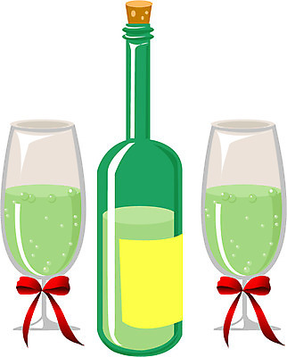EPS 리본 음료 음식 컬러 와인잔 일러스트 술병 잔 주류 사람없음 장식 컵 초록색 와인 거품 샴페인 와인병 공기방울 두잔 한병 탄산 국내일러스트 1 식기 2 술잔 병_용기 병_담는 파일형식 벡터