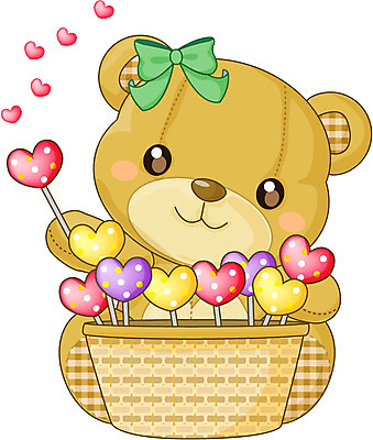 EPS 캐릭터 한마리 기념일 리본 음식 인형 일러스트 포장 곰 화이트데이 디저트 막대사탕 사탕 선물 이벤트 사람없음 장식 컬러풀 바구니 곰인형 하트 선물바구니 일러캐릭터 모양 동물 1 컬러 포유류 데이이벤트 파일형식 벡터