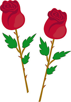 EPS 클립아트 식물 꽃 컬러 일러스트 여름꽃 자연 사람없음 빨간색 장미 두송이 국내일러스트 2 생태계 파일형식 벡터 여름_계절