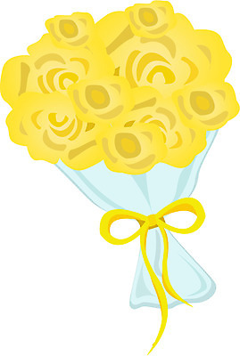 EPS 식물 꽃 리본 컬러 꽃다발 일러스트 포장 선물 사람없음 장식 노란색 한다발 국내일러스트 파일형식 벡터