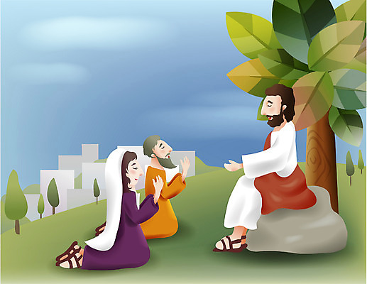 EPS 나무 여자 남자 기독교 종교 일러스트 사랑 사람 야외 세명 교회 믿음 성경 돌_바위 바위 기도 예수 언덕 설교 국내일러스트 식물 감정 종교용품 종교건축 건물 신_종교 파일형식 벡터