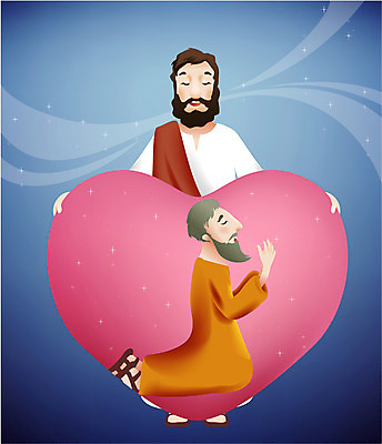 EPS 남자 기독교 종교 일러스트 사랑 사람 두명 교회 믿음 성경 기도 하트 예수 남자만 국내일러스트 모양 감정 종교용품 종교건축 건물 신_종교 파일형식 벡터