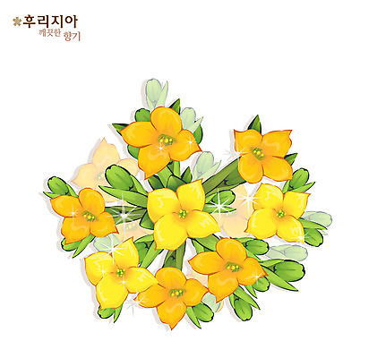 EPS 식물 꽃 컬러 일러스트 자연 사람없음 노란색 겨울꽃 프리지어 국내일러스트 겨울 생태계 파일형식 벡터