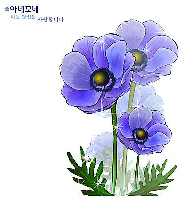 EPS 식물 꽃 컬러 일러스트 봄꽃 자연 사람없음 파란색 꽃말 아네모네 국내일러스트 봄 생태계 파일형식 벡터