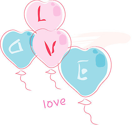 EPS 문자 알파벳 영어 분홍색 컬러 하늘색 일러스트 사랑 사람없음 하트 오브젝트 풍선 국내일러스트 모양 감정 파란색 파일형식 벡터