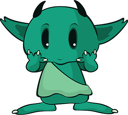 EPS 클립아트 동물 캐릭터 한마리 컬러 일러스트 상상 뿔 서기 사람없음 초록색 도깨비 아기도깨비 일러캐릭터 1 모션 파일형식 벡터