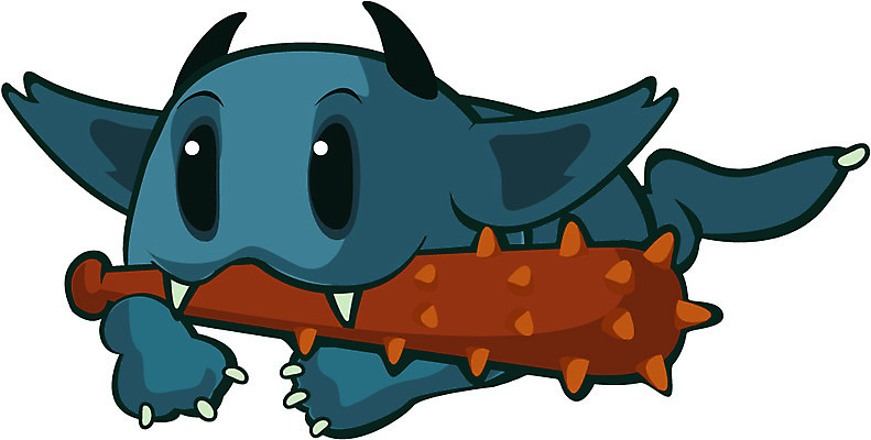 EPS 클립아트 동물 캐릭터 한마리 엎드리기 일러스트 상상 사람없음 방망이 물기 도깨비 도깨비방망이 아기도깨비 일러캐릭터 1 모션 파일형식 벡터