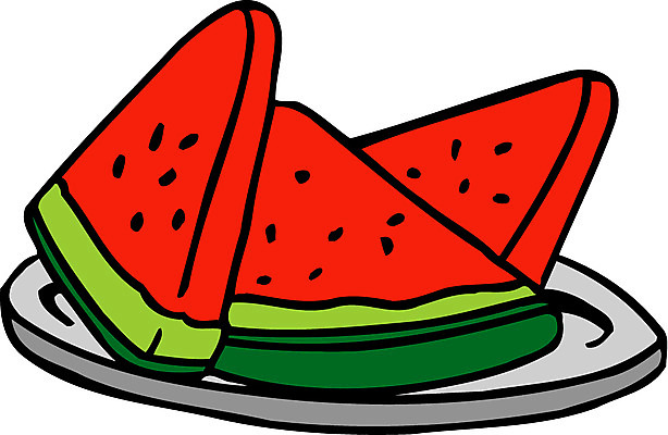 EPS 식물 접시 컬러 조각 과일 일러스트 수박 사람없음 빨간색 농작물 세조각 국내일러스트 식기 농업 3 파일형식 벡터