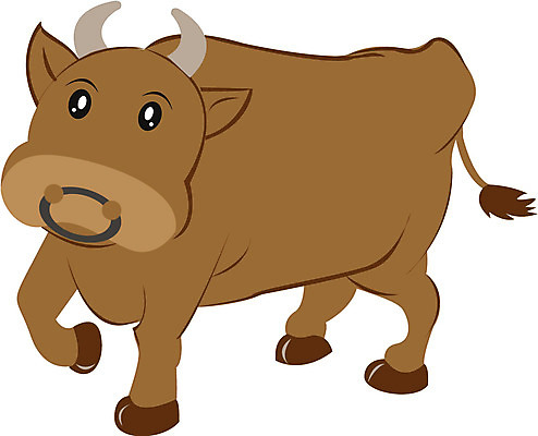 EPS 클립아트 동물 척추동물 캐릭터 한마리 육지동물 컬러 일러스트 포유류 뿔 사람없음 갈색 농사 가축 소 황소 코뚜레 일러캐릭터 1 농업 고리 파일형식 벡터
