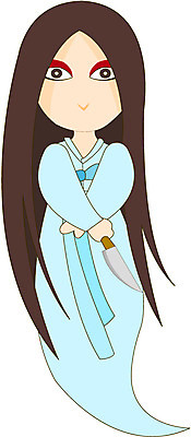 EPS 전신 클립아트 긴머리 여자 일러스트 상상 동화 이야기 서기 들기 사람 치마 칼 유령 처녀귀신 전통의상 한복 저고리 식칼 소복 여자만 가상인물 국내일러스트 한국전통 전통 헤어스타일 모션 하의 주방용품 파일형식 벡터