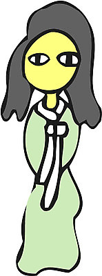 EPS 전신 클립아트 긴머리 여자 일러스트 상상 서기 사람 유령 처녀귀신 전통의상 한복 소복 여자만 가상인물 국내일러스트 한국전통 전통 헤어스타일 모션 파일형식 벡터