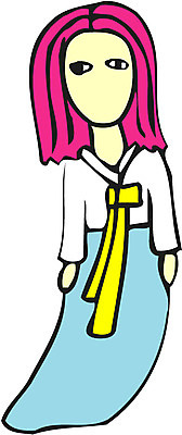 EPS 전신 클립아트 긴머리 여자 일러스트 상상 서기 사람 유령 처녀귀신 전통의상 한복 소복 여자만 가상인물 국내일러스트 한국전통 전통 헤어스타일 모션 파일형식 벡터