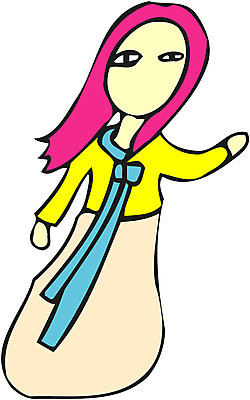 EPS 전신 클립아트 긴머리 여자 일러스트 상상 서기 사람 유령 처녀귀신 전통의상 한복 소복 여자만 가상인물 국내일러스트 한국전통 전통 헤어스타일 모션 파일형식 벡터