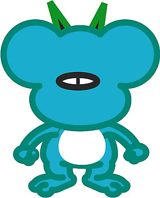 EPS 클립아트 동물 캐릭터 한마리 컬러 하늘색 일러스트 상상 뿔 사람없음 도깨비 외눈 안구 일러캐릭터 1 신체부위 파란색 눈_신체부위 파일형식 벡터