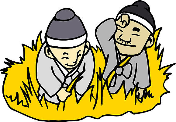 EPS 클립아트 한국문화 한국전통 남자 일러스트 동화 논 전래동화 이야기 사람 성인 두명 농사 수확 추수 벼 농부 전통의상 한복 형제 상투 수확철 의좋은형제 남자만 성인남자만 성인만 국내일러스트 직업 동양문화 전통 농업 가족 곡류 한국 파일형식 벡터