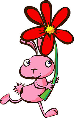 EPS 전신 클립아트 식물 동물 척추동물 캐릭터 한마리 육지동물 꽃 동물캐릭터 한송이 일러스트 포유류 상상 애니멀프린트 들기 사람없음 빨간색 걷기 토끼 토끼캐릭터 일러캐릭터 1 컬러 모션 반려동물 송이 파일형식 벡터