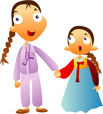 EPS 전신 클립아트 한국문화 한국전통 여자 남자 어린이 일러스트 동화 전래동화 남매 이야기 서기 사람 소녀 소년 두명 손잡기 전통의상 한복 댕기머리 해님달님 어린이만 국내일러스트 동양문화 전통 헤어스타일 가족 모션 한국 파일형식 벡터