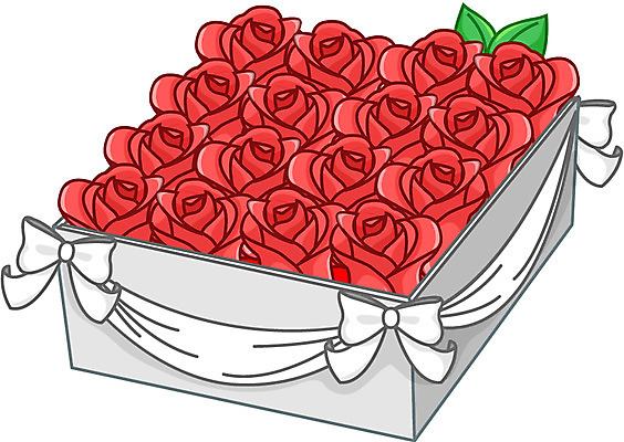 EPS 식물 리본 컬러 일러스트 선물 사람없음 장식 빨간색 상자 장미 꽃상자 국내일러스트 꽃 파일형식 벡터