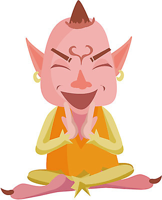 EPS 전신 클립아트 캐릭터 한국문화 한국전통 일러스트 상상 동화 전통캐릭터 뿔 전래동화 미소 웃음 사람 앉기 사람없음 도깨비 혹부리영감 가상인물 일러캐릭터 동양문화 전통 모션 한국 표정 파일형식 벡터