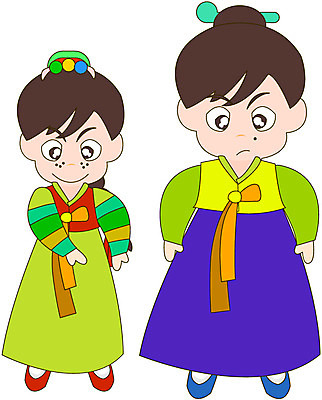 EPS 전신 클립아트 한국문화 한국전통 여자 일러스트 상상 엄마 동화 전래동화 이야기 서기 사람 두명 전통의상 한복 심술 비녀 족두리 콩쥐팥쥐 색동저고리 계모 팥쥐 여자만 국내일러스트 동양문화 전통 감정 가족 모션 전통소품 한국 저고리 파일형식 벡터 헤어액세사리