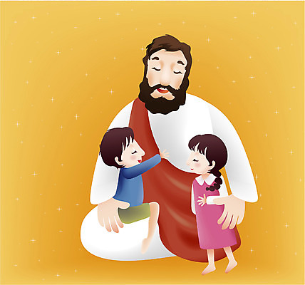 EPS 여자 남자 기독교 종교 어린이 일러스트 사랑 사람 소녀 소년 세명 교회 믿음 예수 아가페 국내일러스트 감정 신_종교 파일형식 벡터