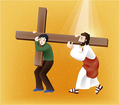 EPS 남자 기독교 종교 십자가 일러스트 사람 두명 빛 교회 믿음 고통 예수 괴로움 남자만 국내일러스트 감정 종교건축 건물 신_종교 파일형식 벡터