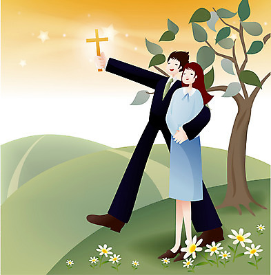 EPS 나무 커플 여자 남자 꽃 기독교 종교 십자가 일러스트 포옹 사랑 사람 잔디 야외 두명 교회 믿음 예수 언덕 전도 국내일러스트 식물 감정 관계 종교건축 안기 건물 신_종교 파일형식 벡터