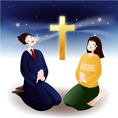 EPS 여자 남자 별 기독교 종교 십자가 일러스트 사람 두명 교회 믿음 기도 예수 국내일러스트 자연요소 감정 종교건축 건물 신_종교 파일형식 벡터