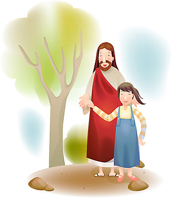 EPS 주간 나무 여자 남자 기독교 종교 어린이 일러스트 사람 소녀 성인 야외 두명 교회 기도 예수 하나님 찬양 복음 국내일러스트 자연요소 식물 종교건축 건물 신_종교 파일형식 벡터